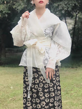 Elegant Lantern sleeve Lace-up Print Shirt